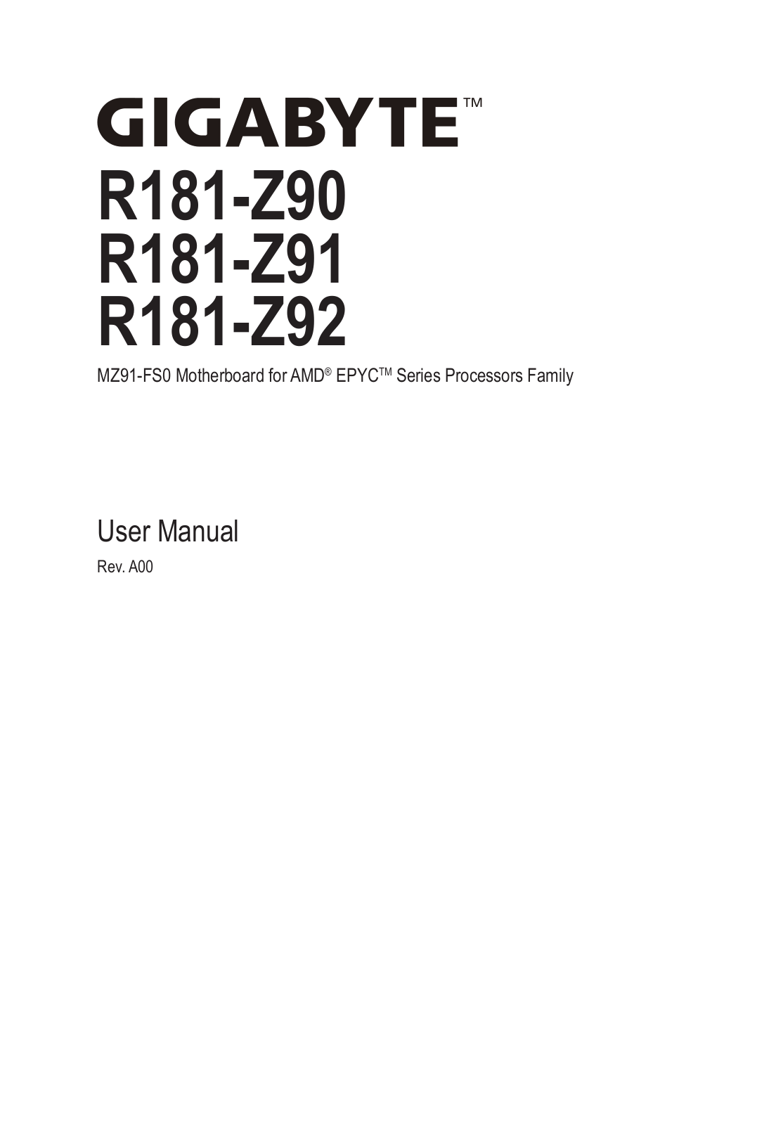 Gigabyte R181-Z91 Service Manual