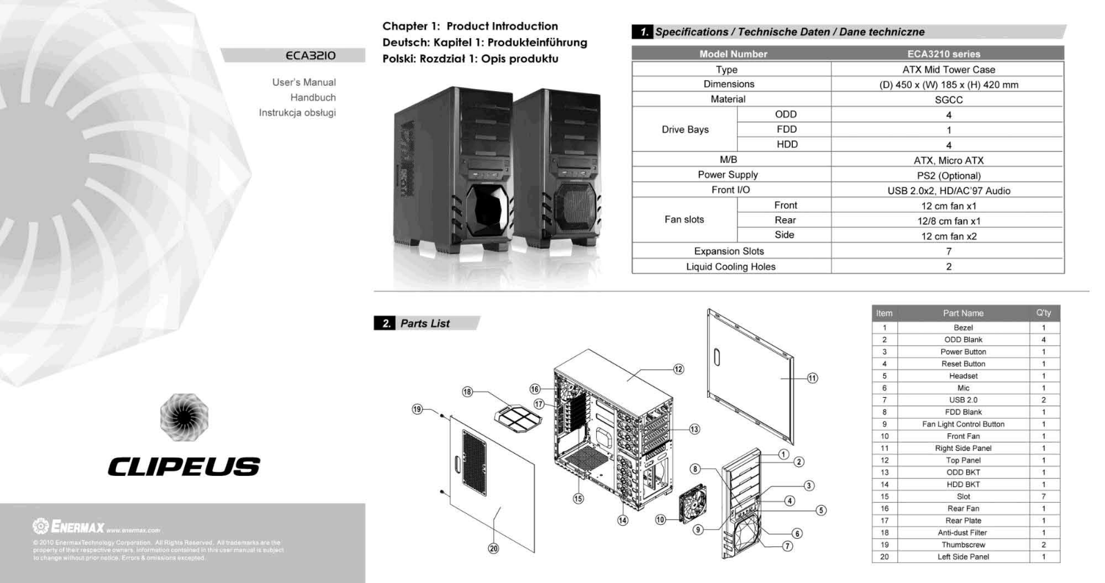 Enermax ECA3210-A, ECA3210-M DATASHEET - ManualMachine.com