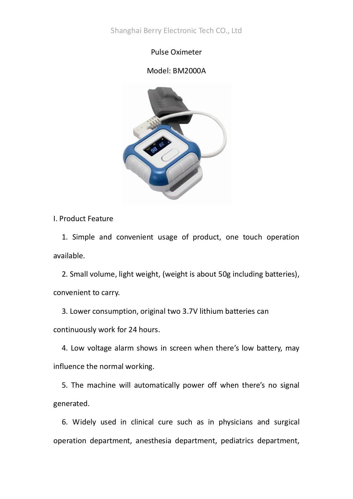 Berry Electronic Tech BM2000A User Manual - ManualMachine.com