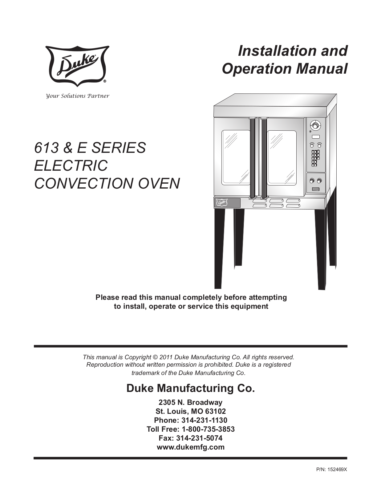 Duke 613-G1V Installation Manual