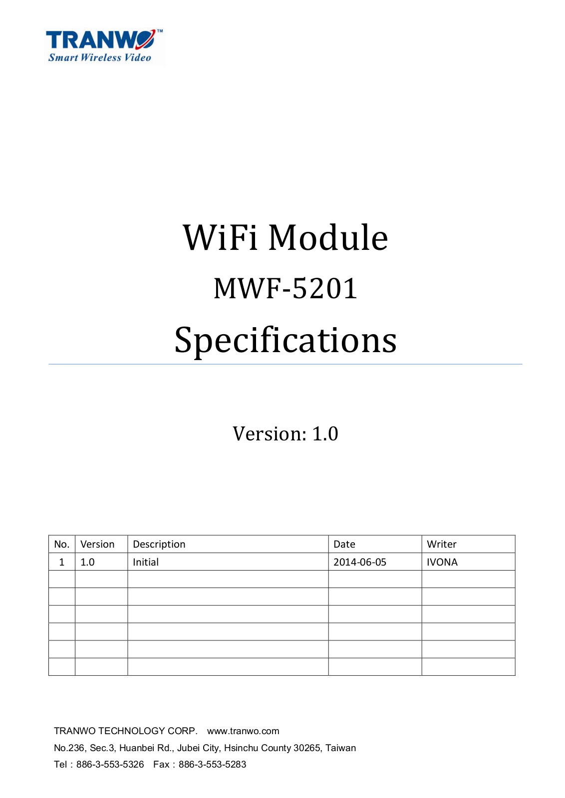 Tranwo Technology MWF 5201 User Manual