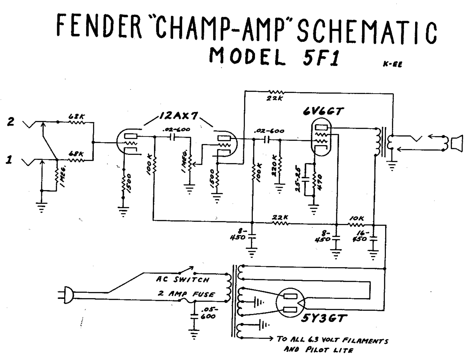 Fender Champ-5F1 Schematic