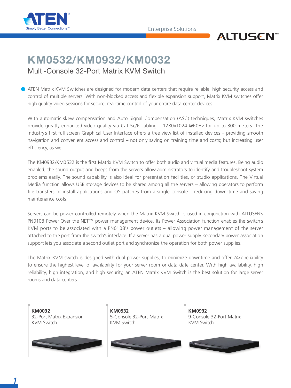 ALTUSEN KM0532, KM0932, KM0032 Specifications