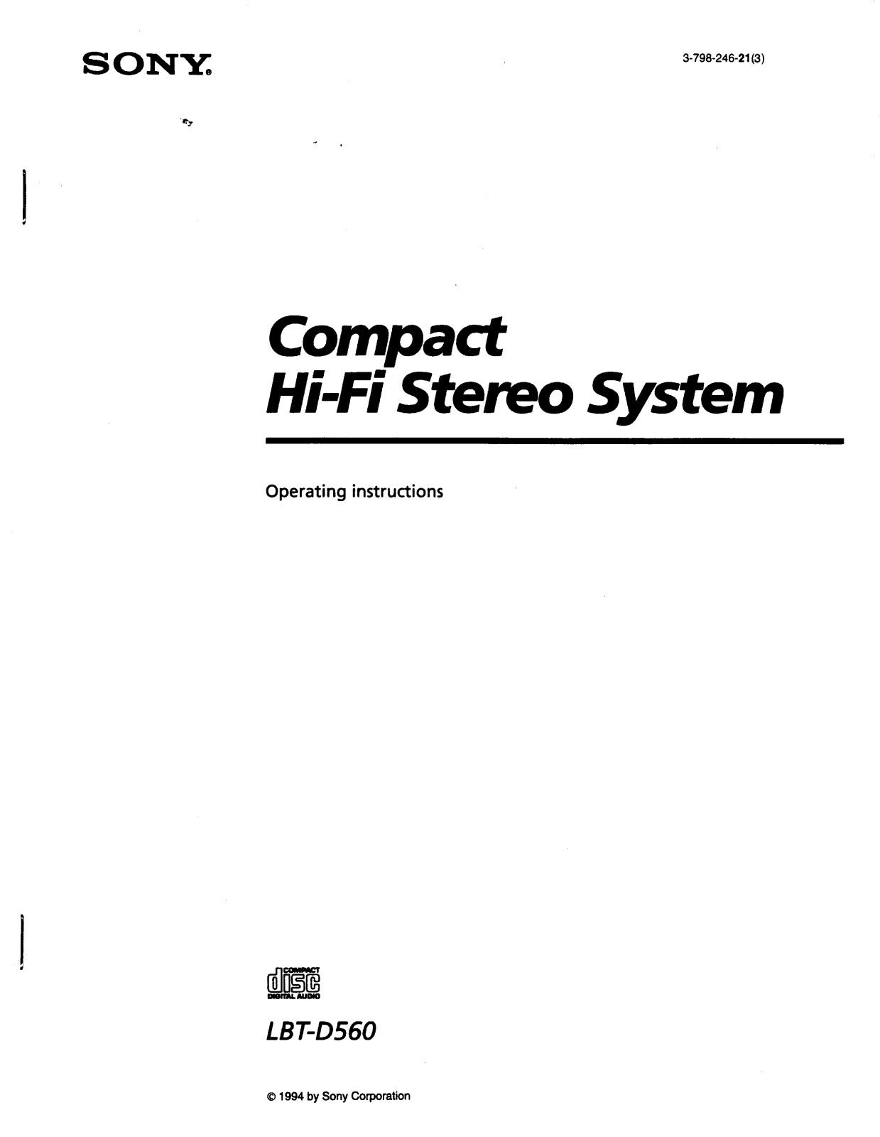 Sony LBT-D560 Operating Instructions