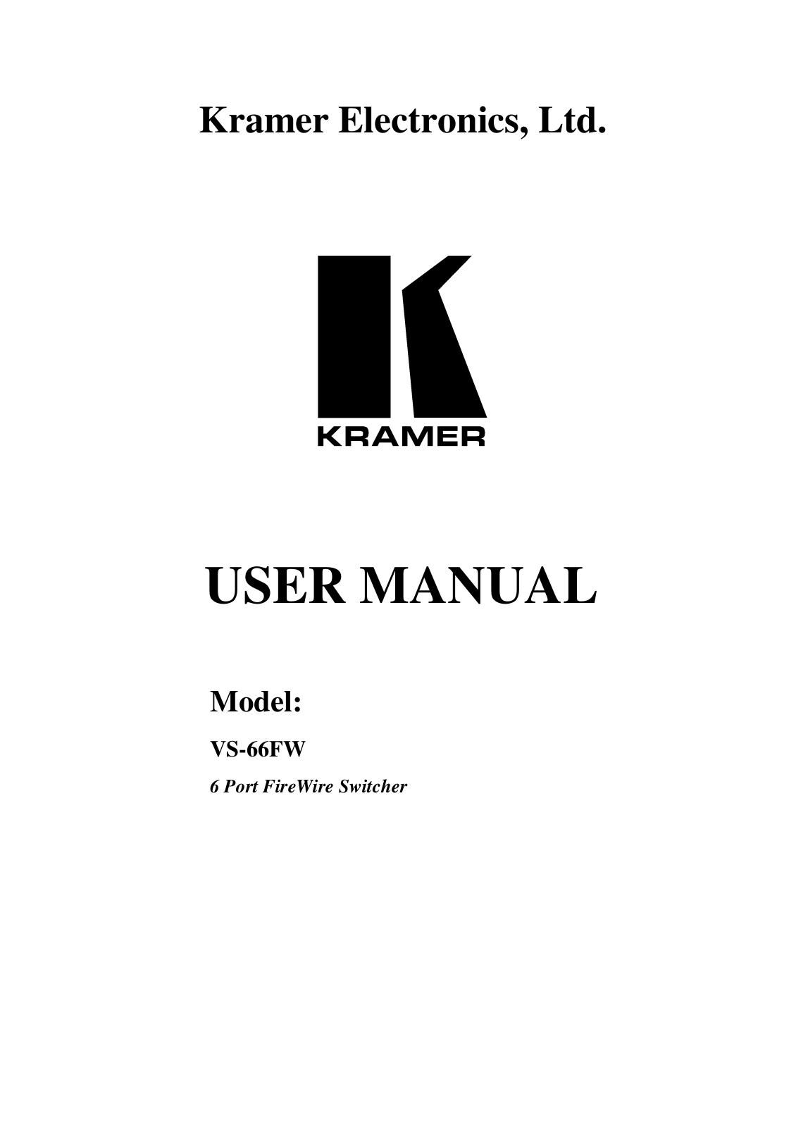 Kramer Electronics VS-66FW User Manual