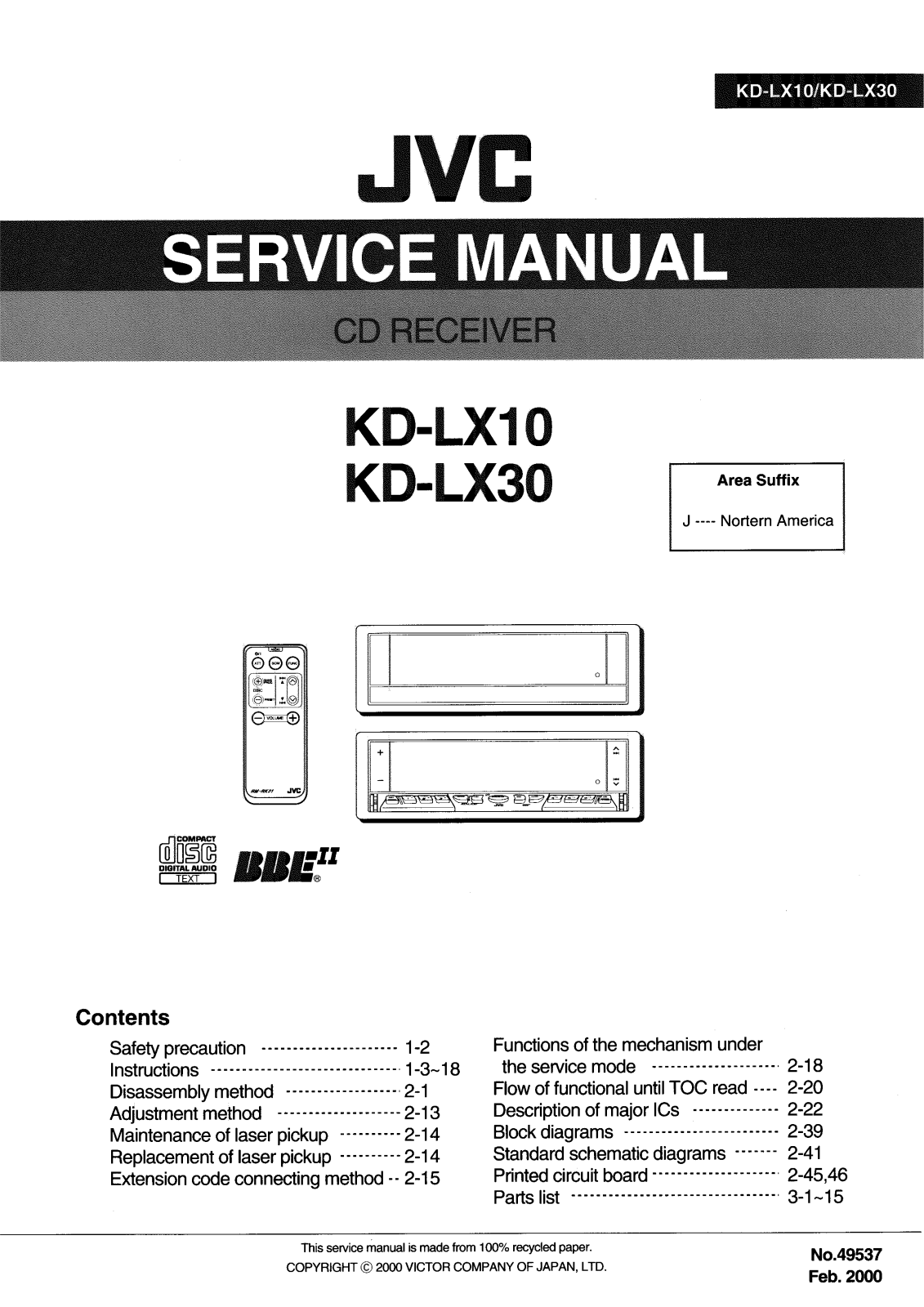 Jvc KD-LX30, KD-LX10 Service Manual