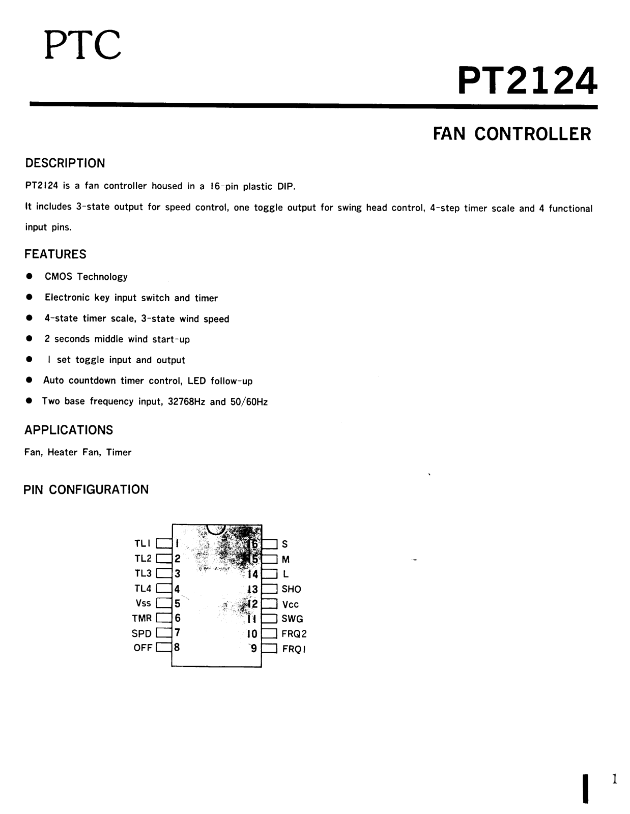 Princeton Technology Corp PT2124-C4, PT2124-F4, PT2124-F8 Datasheet