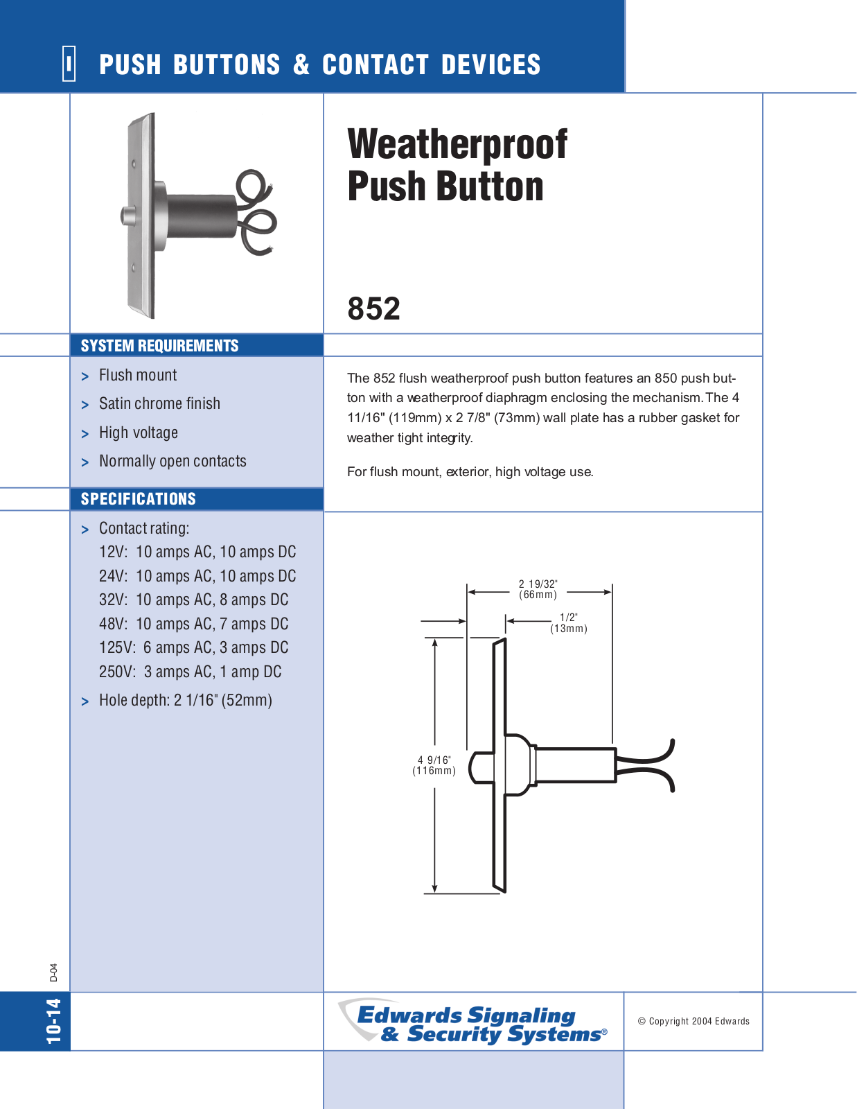 Edwards Signaling 852 Catalog Page