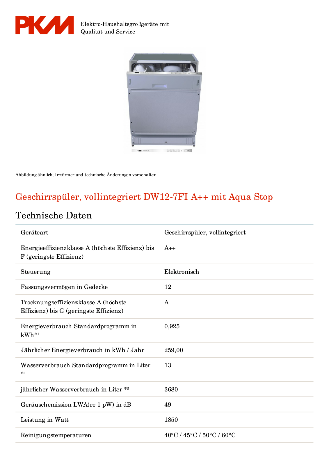 PKM DW12-7FIA++ User Manual