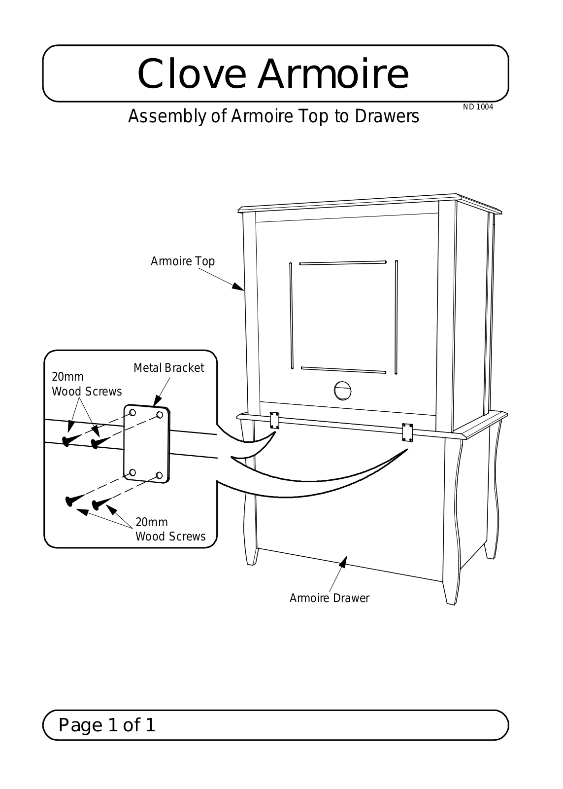 Night & Day Clove Armoire Assembly Instruction