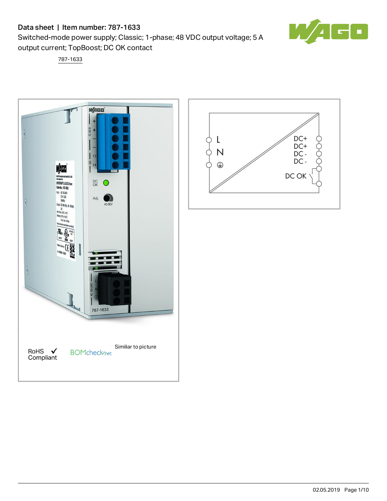 Wago 787-1633 Data Sheet