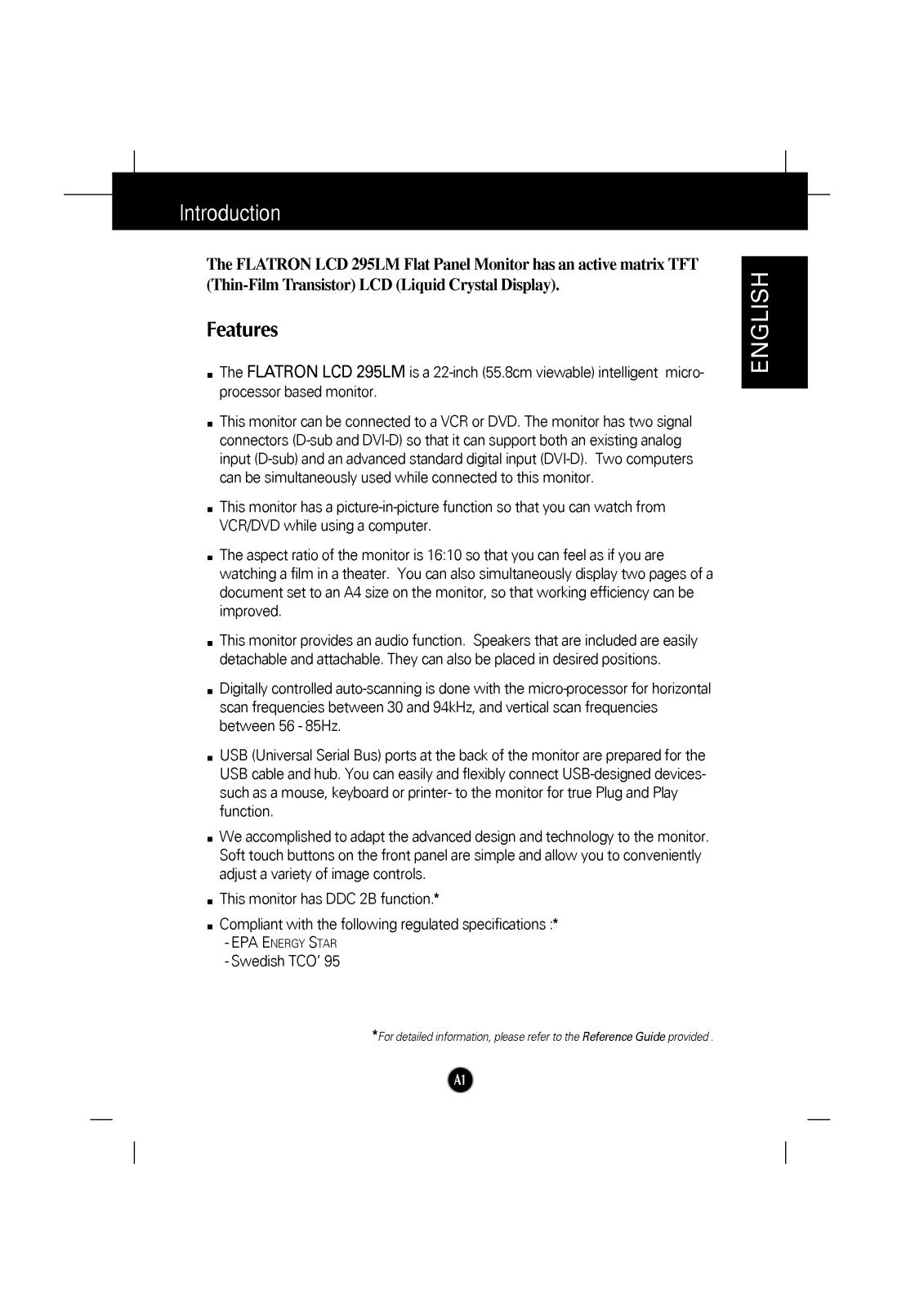 LG FLATRON LCD 295LM User Manual