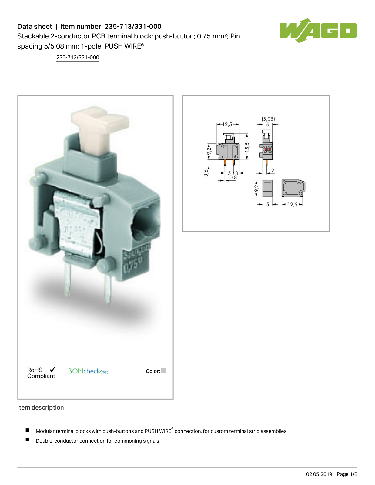 Wago 235-713/331-000 Data Sheet