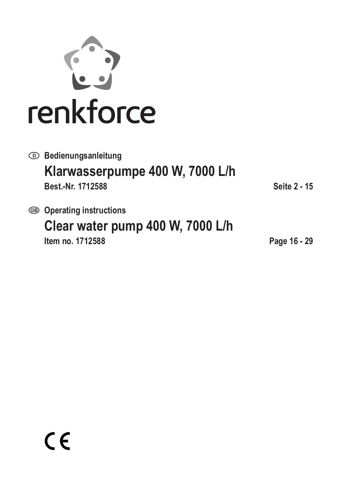 Renkforce 1712588 Operating Instructions