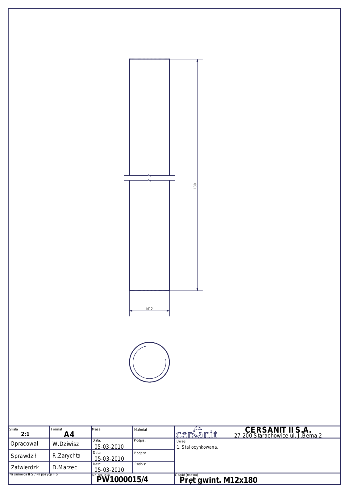 Cersanit PW1000015/4 Drawing - ManualMachine.com