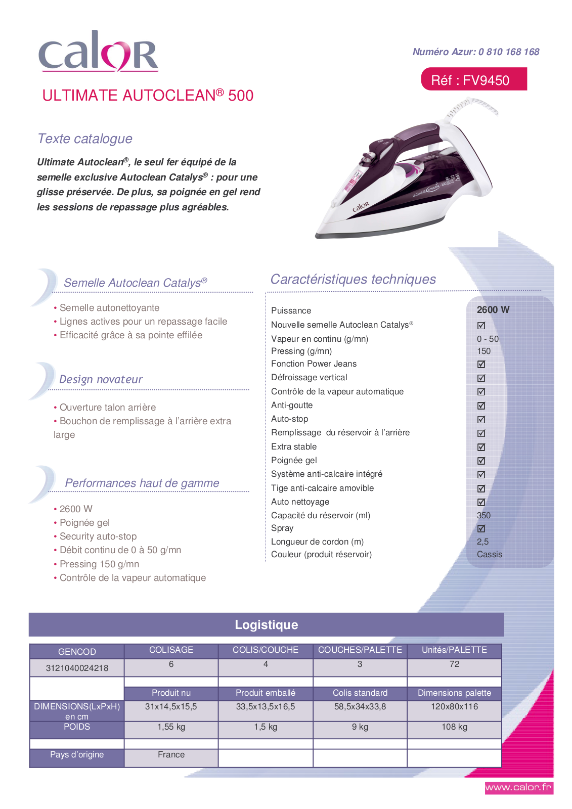 CALOR FV9450 User Manual