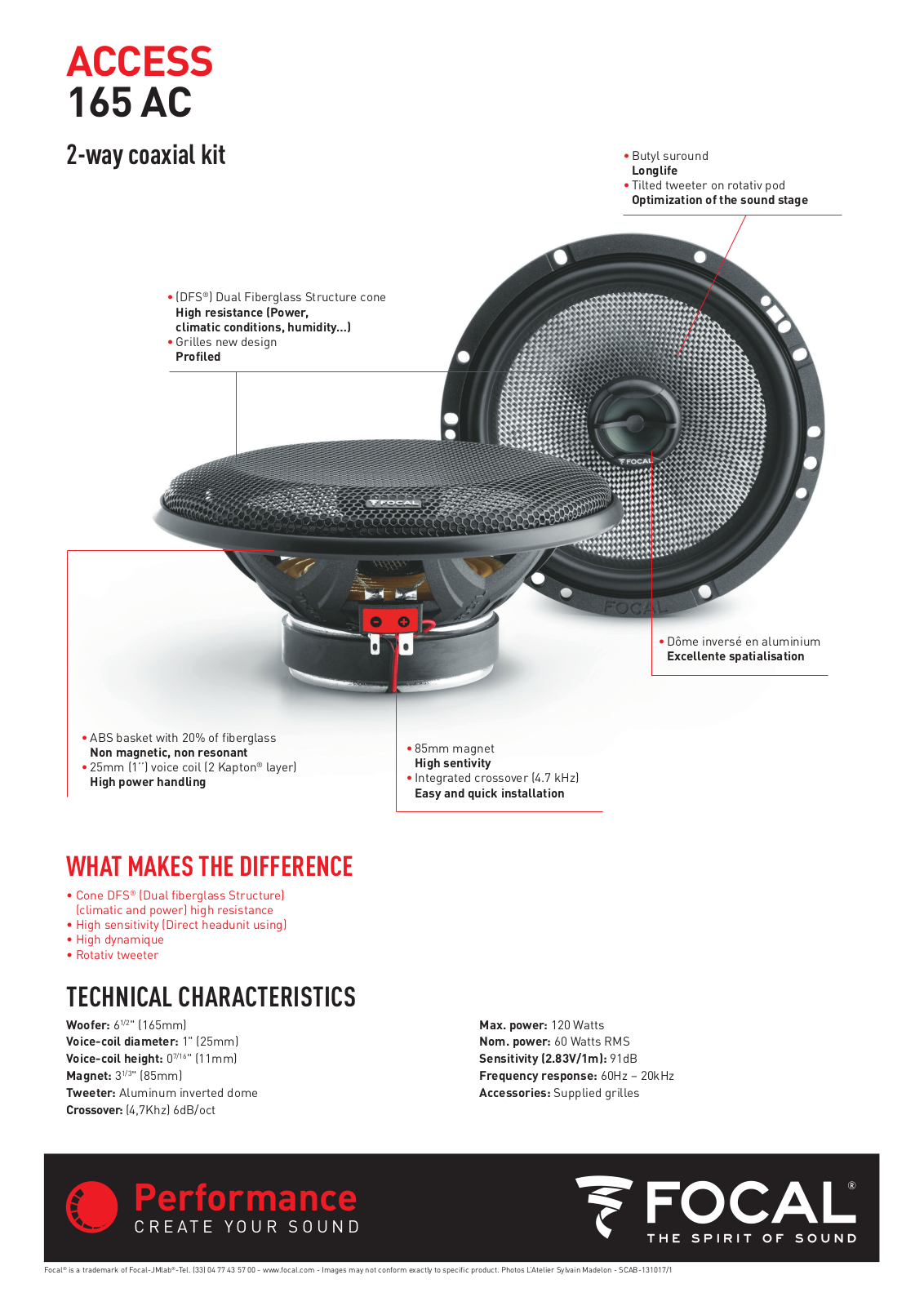 Focal 165-AC Specifications