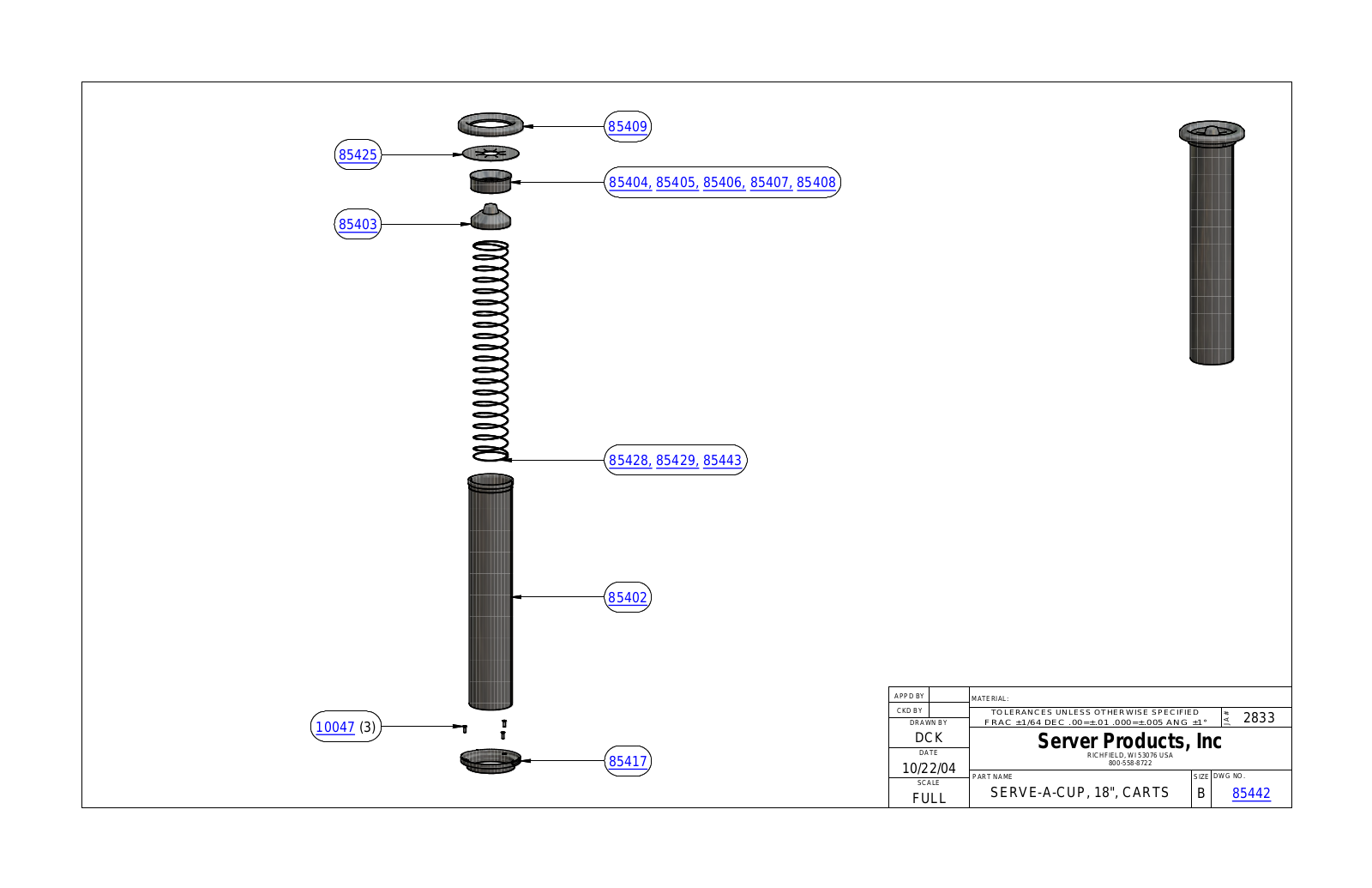 Server 85442 Parts Manual