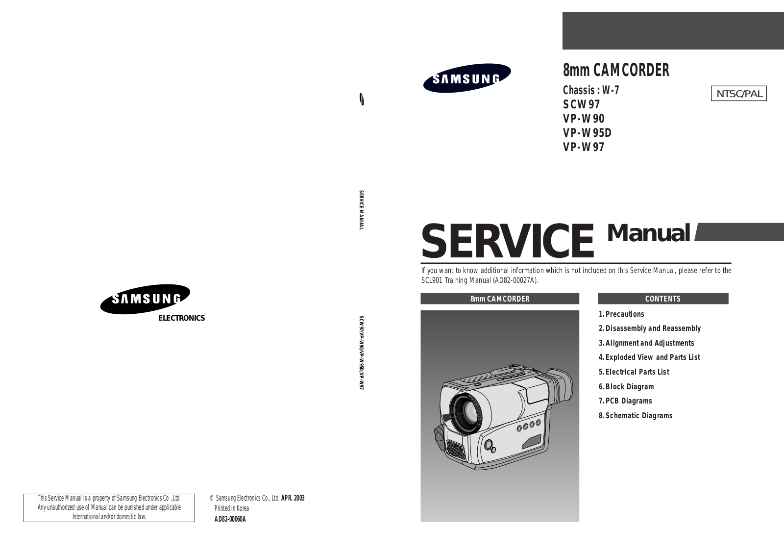 Samsung VP-W90, VP-W95D, VP-97 Service manual