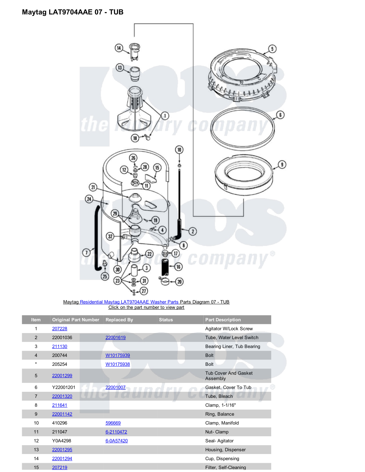 Maytag LAT9704AAE Parts Diagram