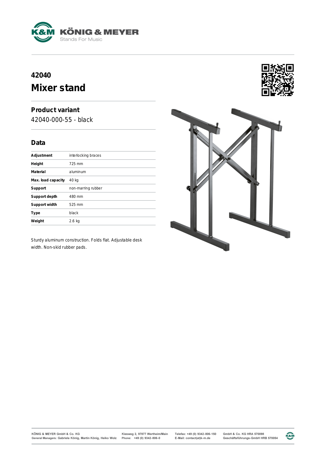 Konig & Meyer 42040 Specification