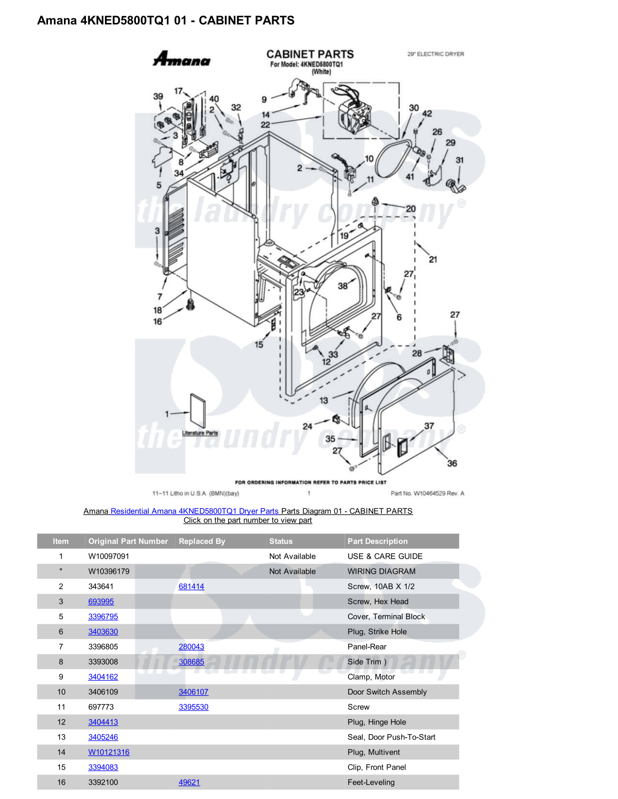 Amana 4KNED5800TQ1 Parts Diagram