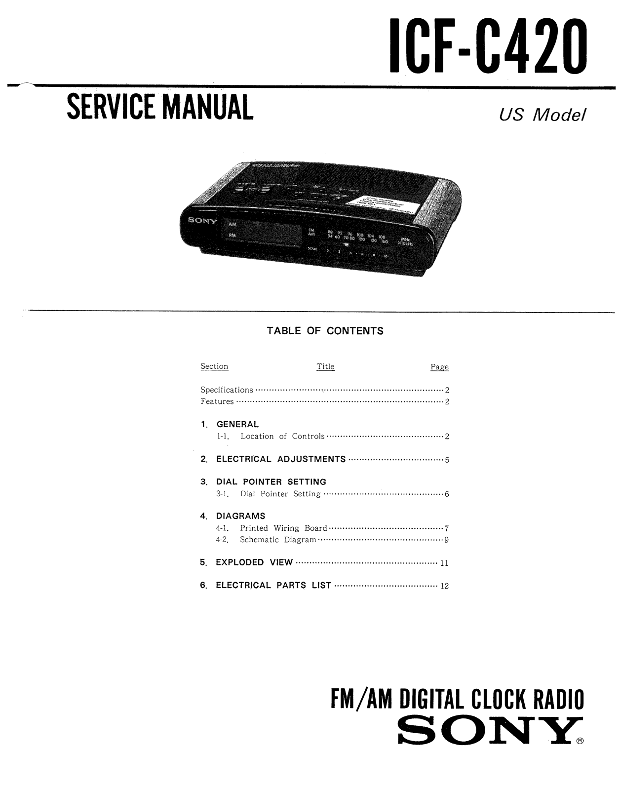 Sony ICFC-420 Service manual