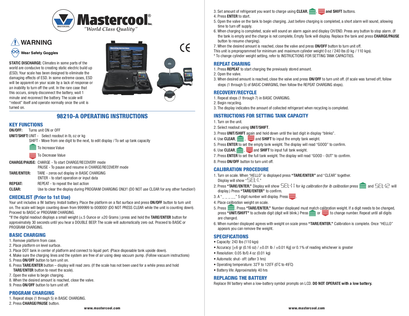 Mastercool 98210-A User Manual