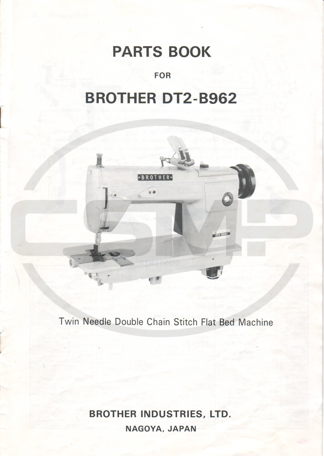 Brother DT2 B962 Parts Book