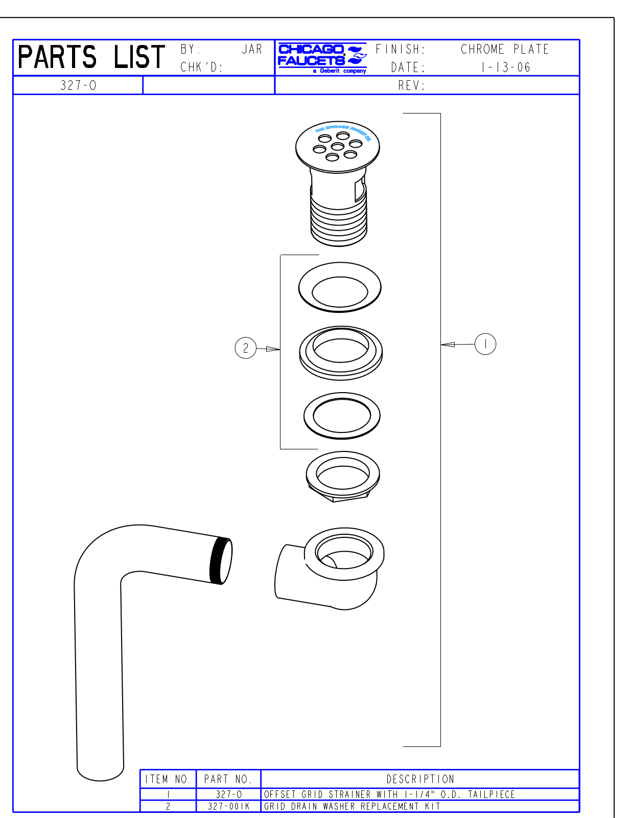 Chicago Faucet 327-O Parts List