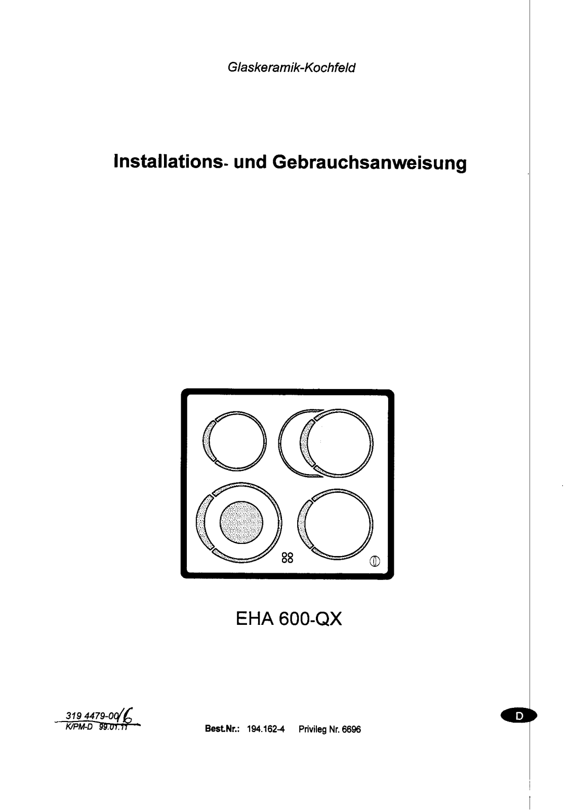 AEG EHA600QX User Manual