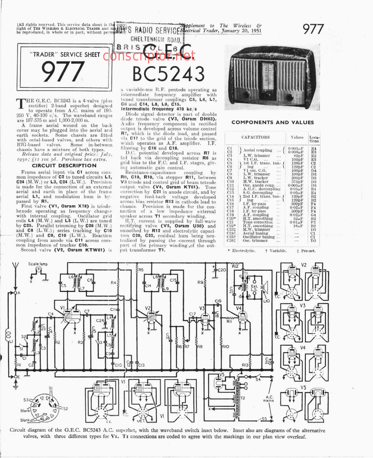 G.E.C. BC5243 Service manual