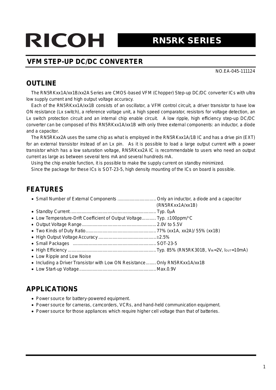 RICOH RN5RK Technical data