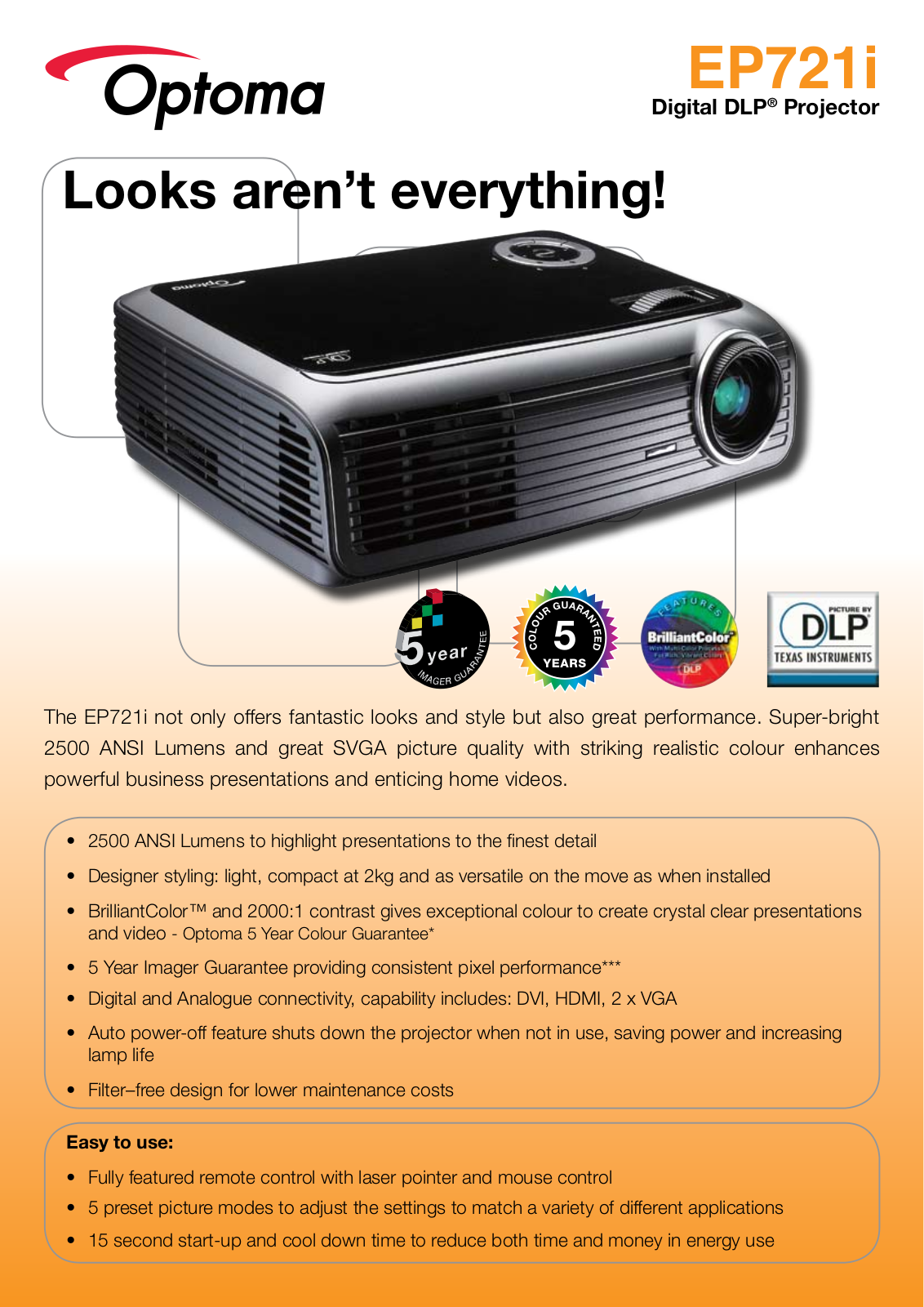 Optoma EP721i Product Sheet