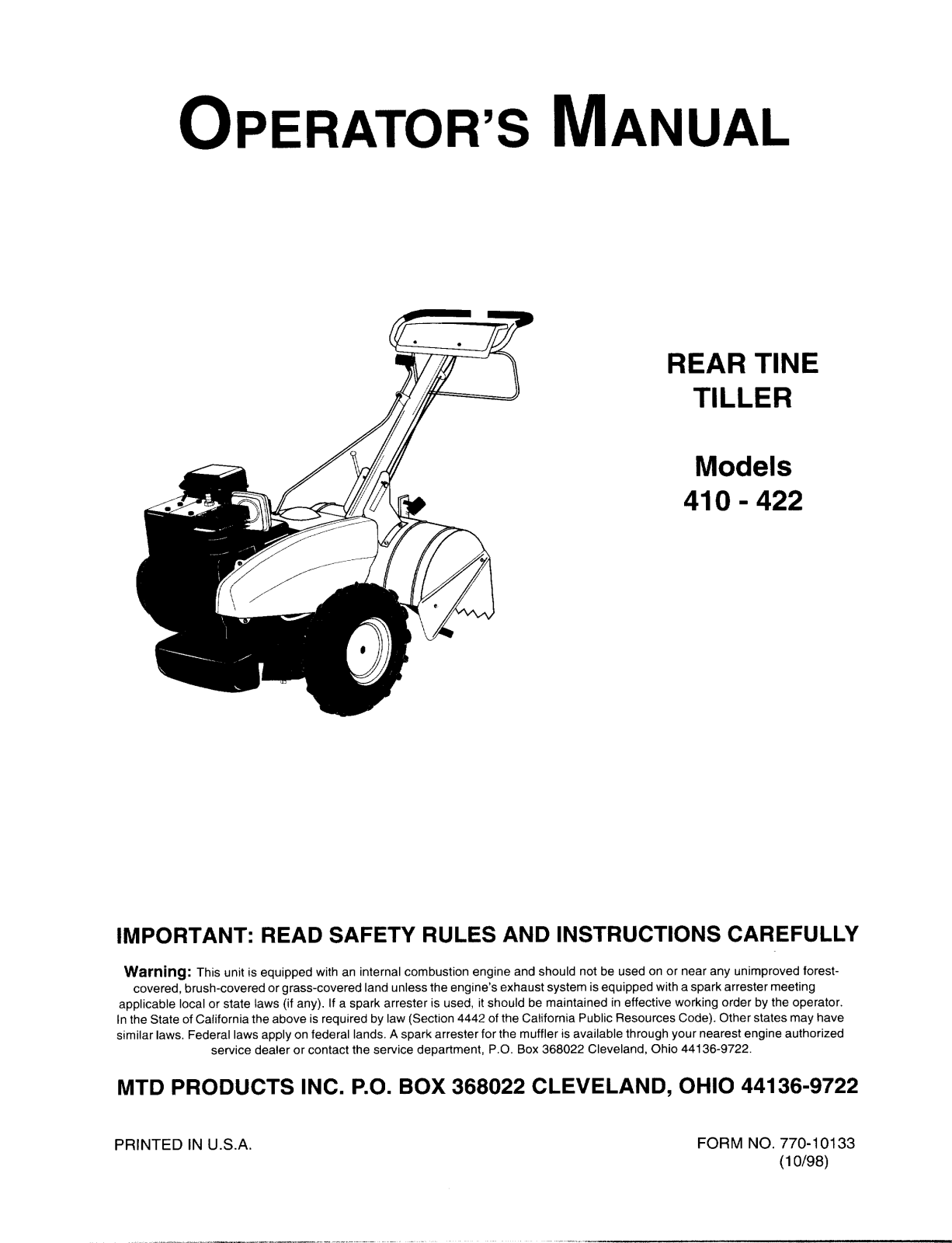 MTD 422 User Manual