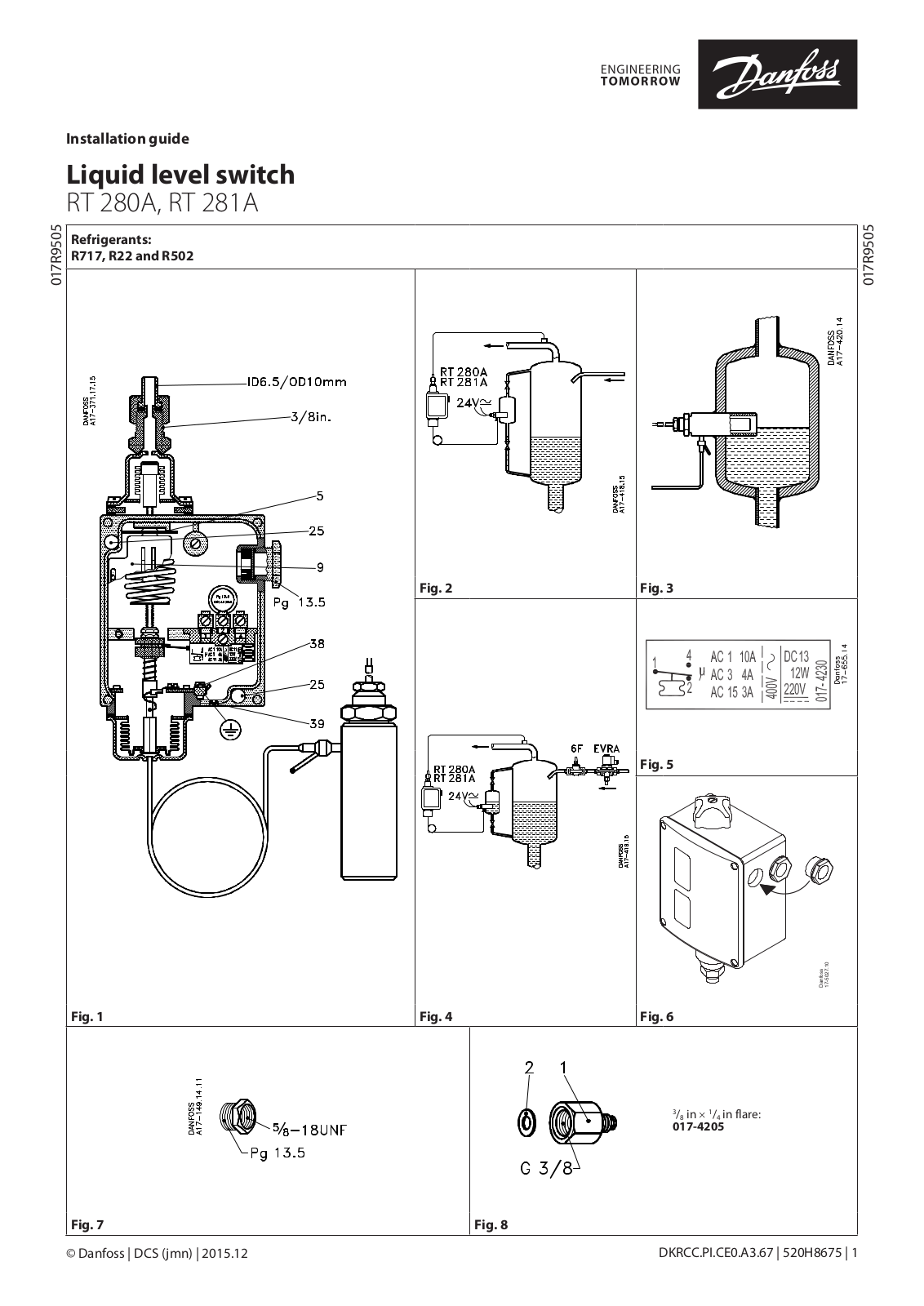 Danfoss RT 280A, RT 281A Installation guide