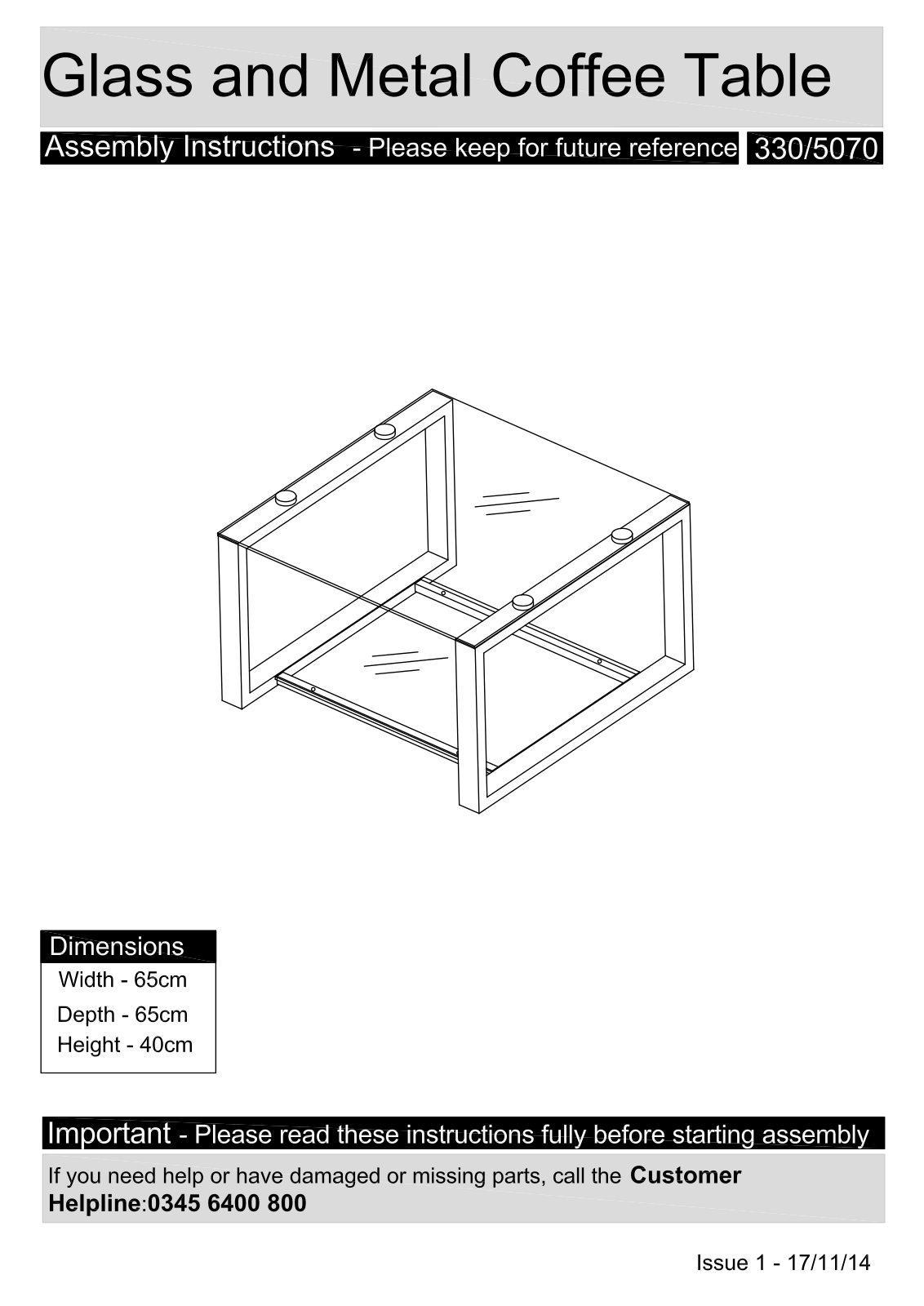 Argos 330-5070 ASSEMBLY INSTRUCTIONS