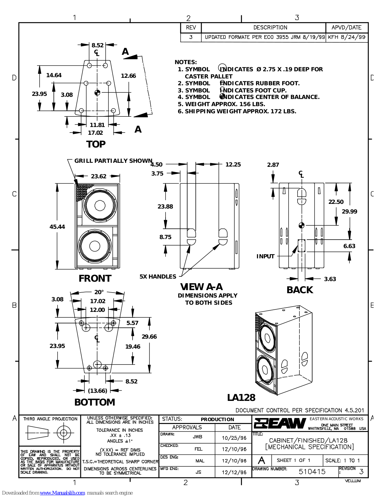 EAW LA128 Dimensions