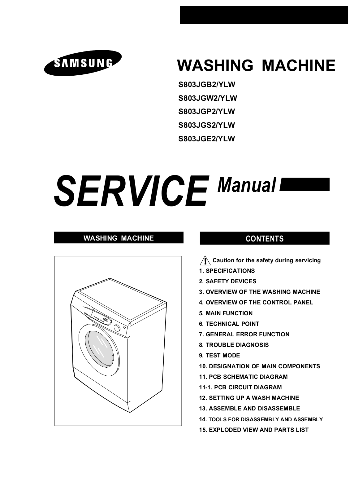 Samsung S803JGB2, S803JGW2, S803JGP2, S803JGS2, S803JGE2 Service manual