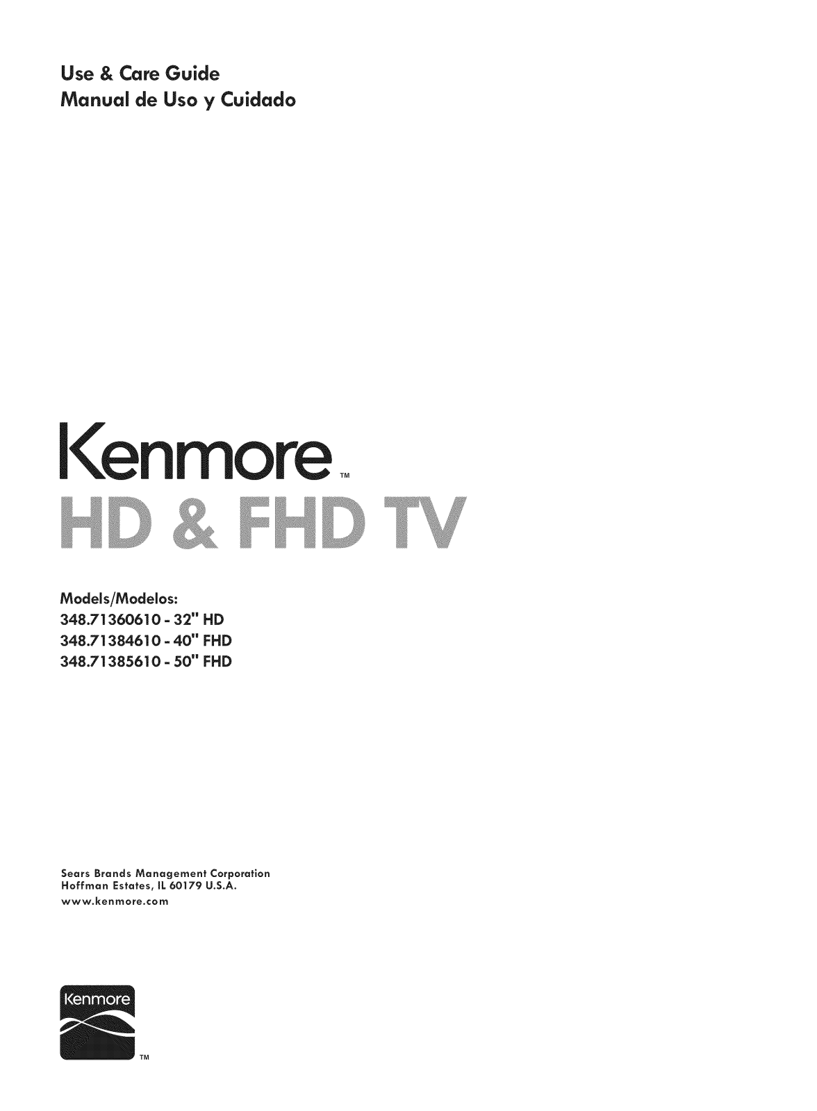 Kenmore 34871385610, 34871384610, 34871360610 Owner’s Manual