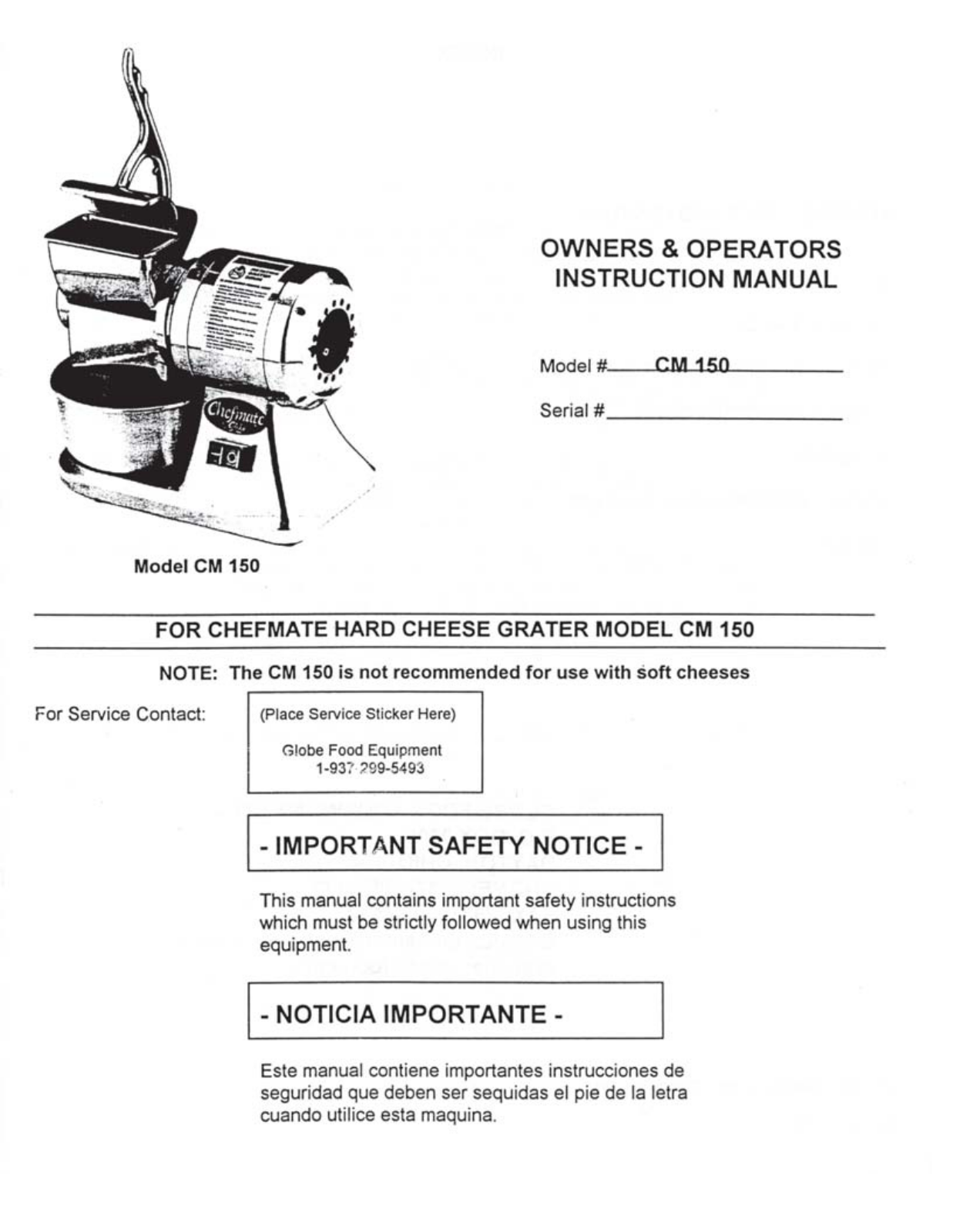 Globe CM 150 Installation  Manual