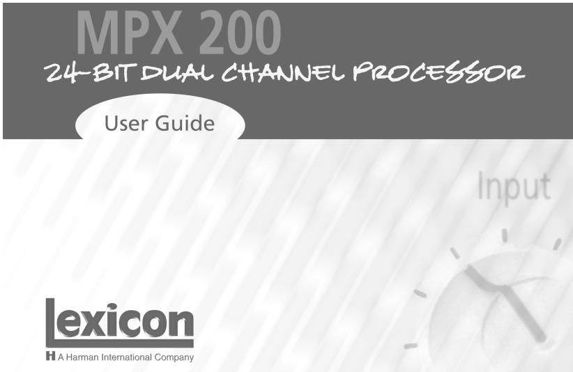 Lexicon MPX 200 REV 1 Manual
