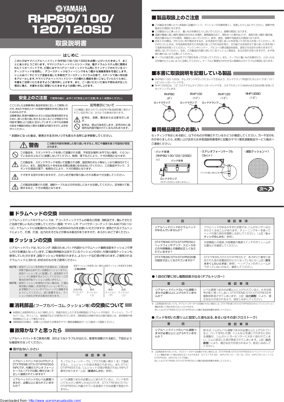 Yamaha Audio RHP80, RHP120SD, RHP100, RHP120 User Manual