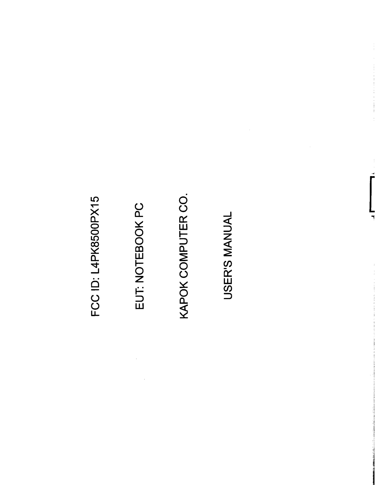 Kapok Computer Co K8500PX15 User Manual