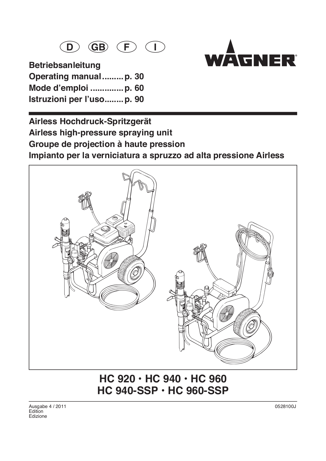 Wagner SprayTech HC940, HC940-SSP, HC960-SSP, HC960, HC920 User Manual