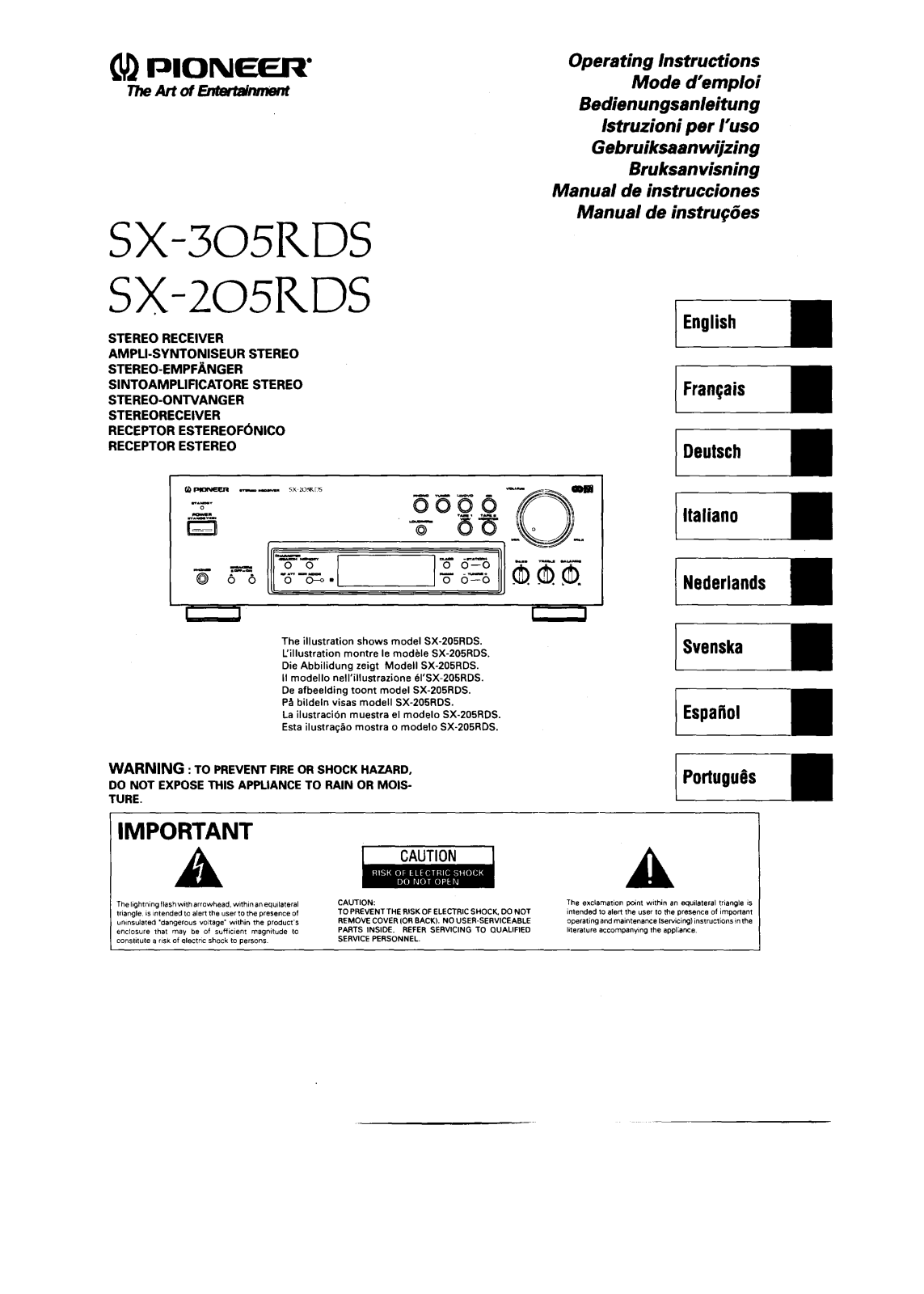 Pioneer SX-205-RDS Service manual