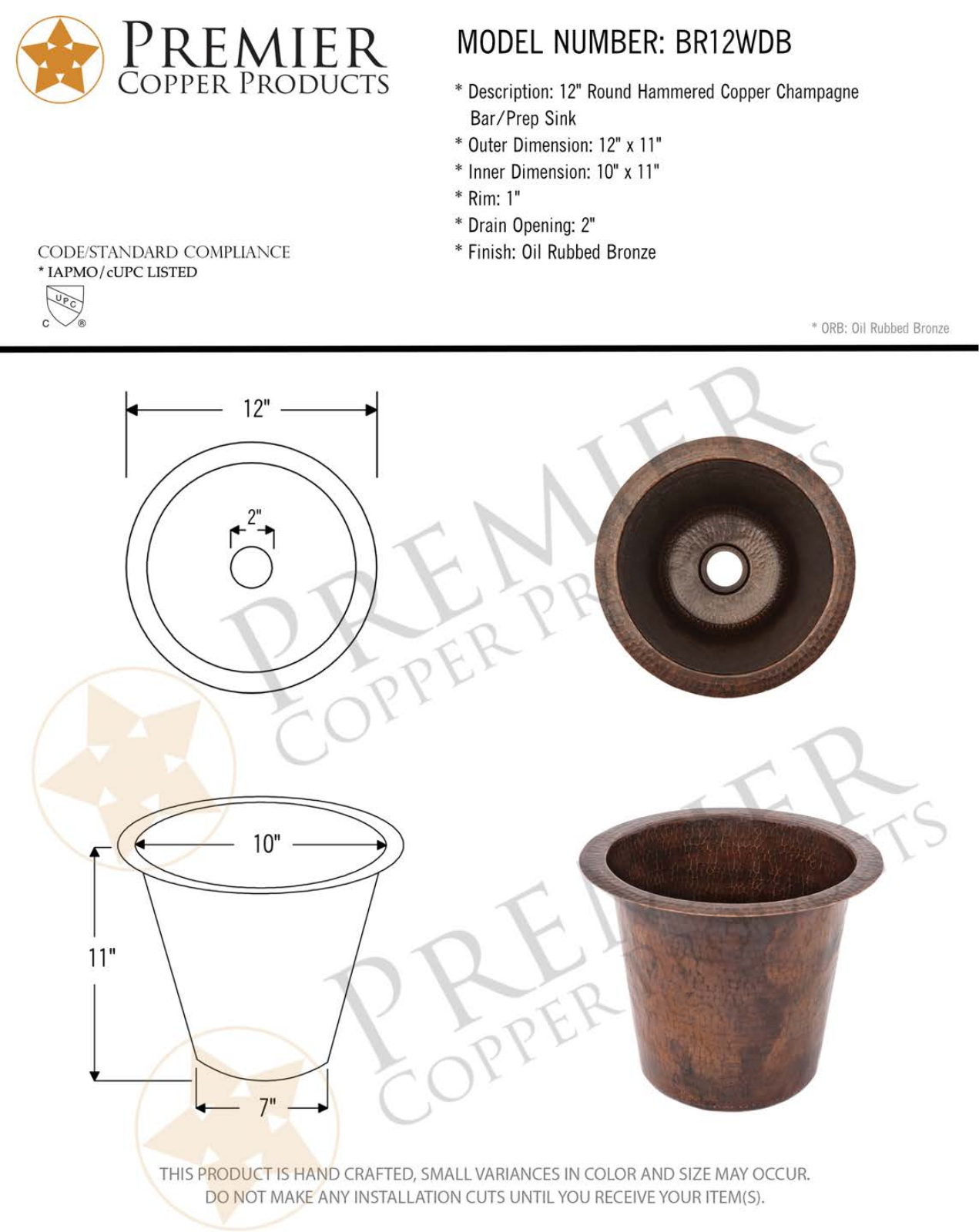 Premier Copper Products IER1771 Specifications - ManualMachine.com
