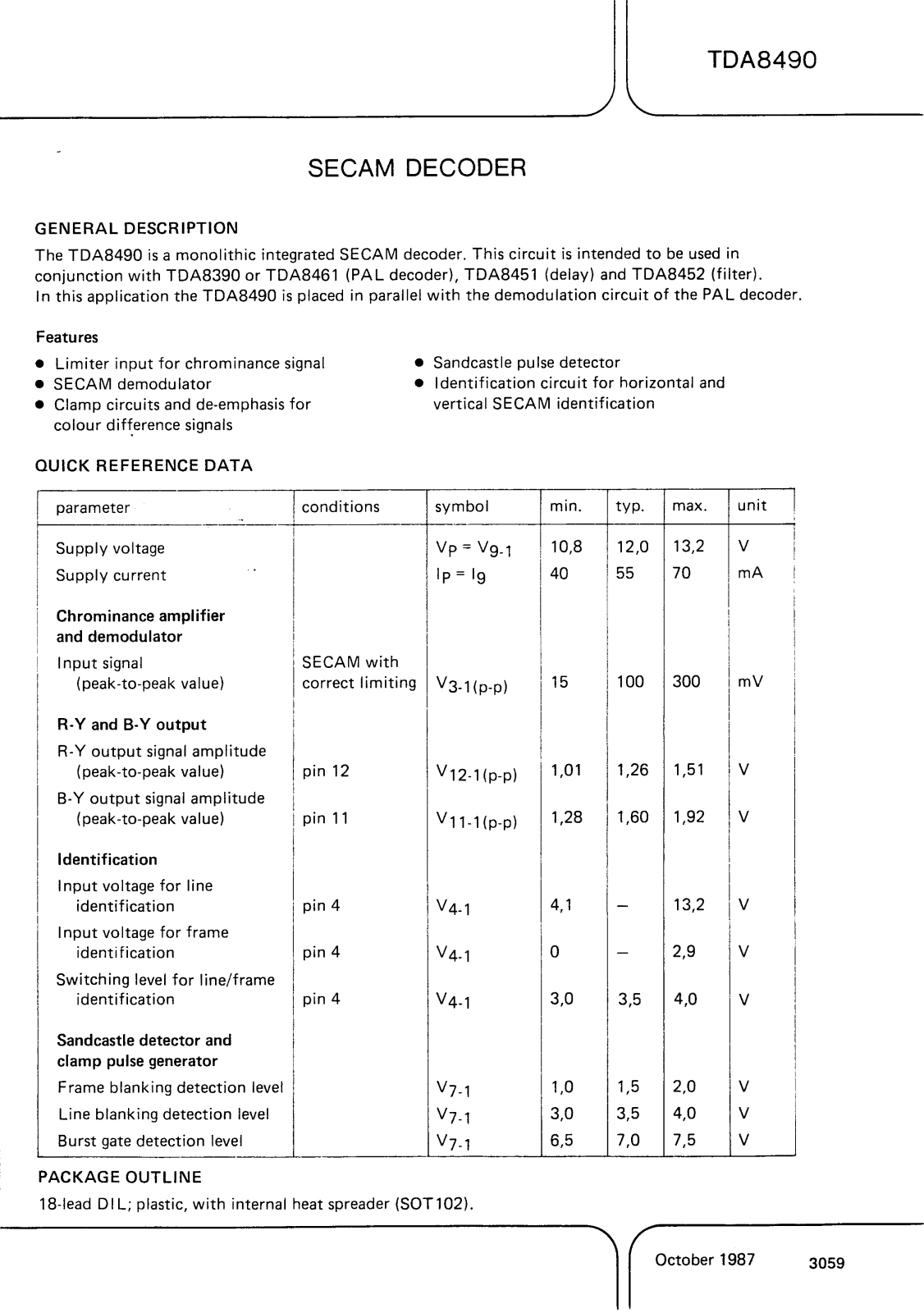 Datasheet TDA8490 Specification - ManualMachine.com