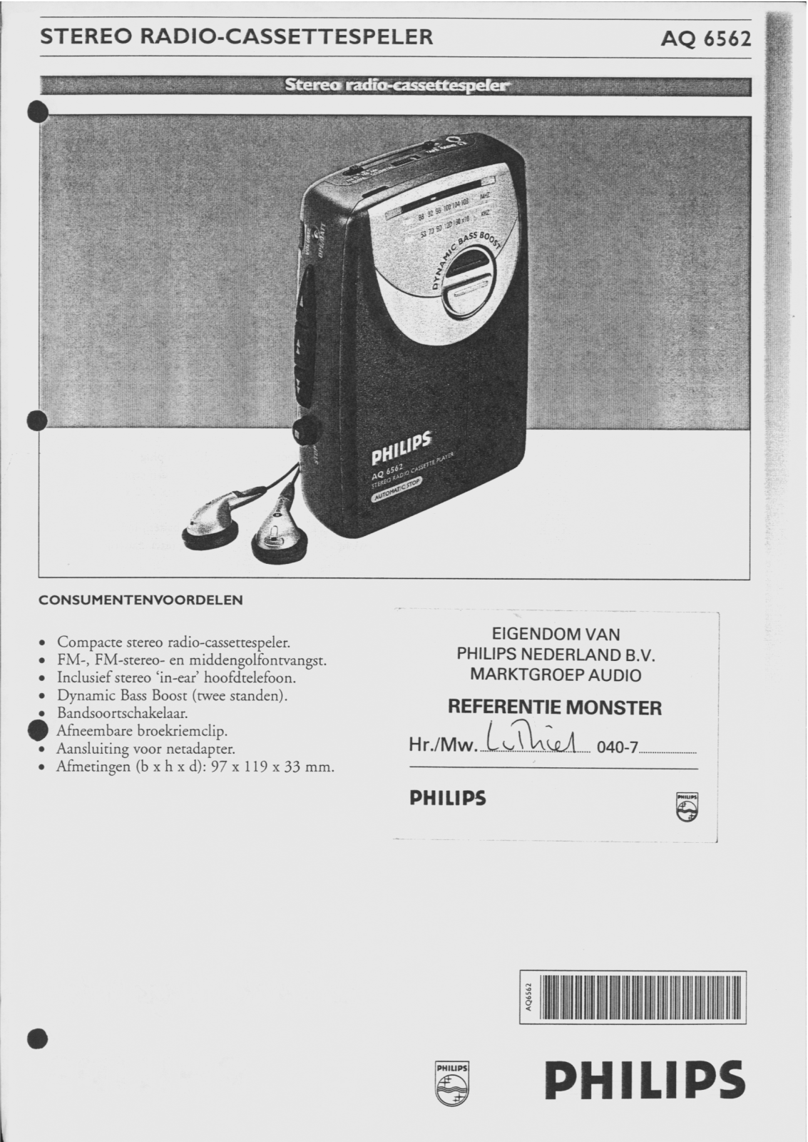 Philips AQ6562 User Manual