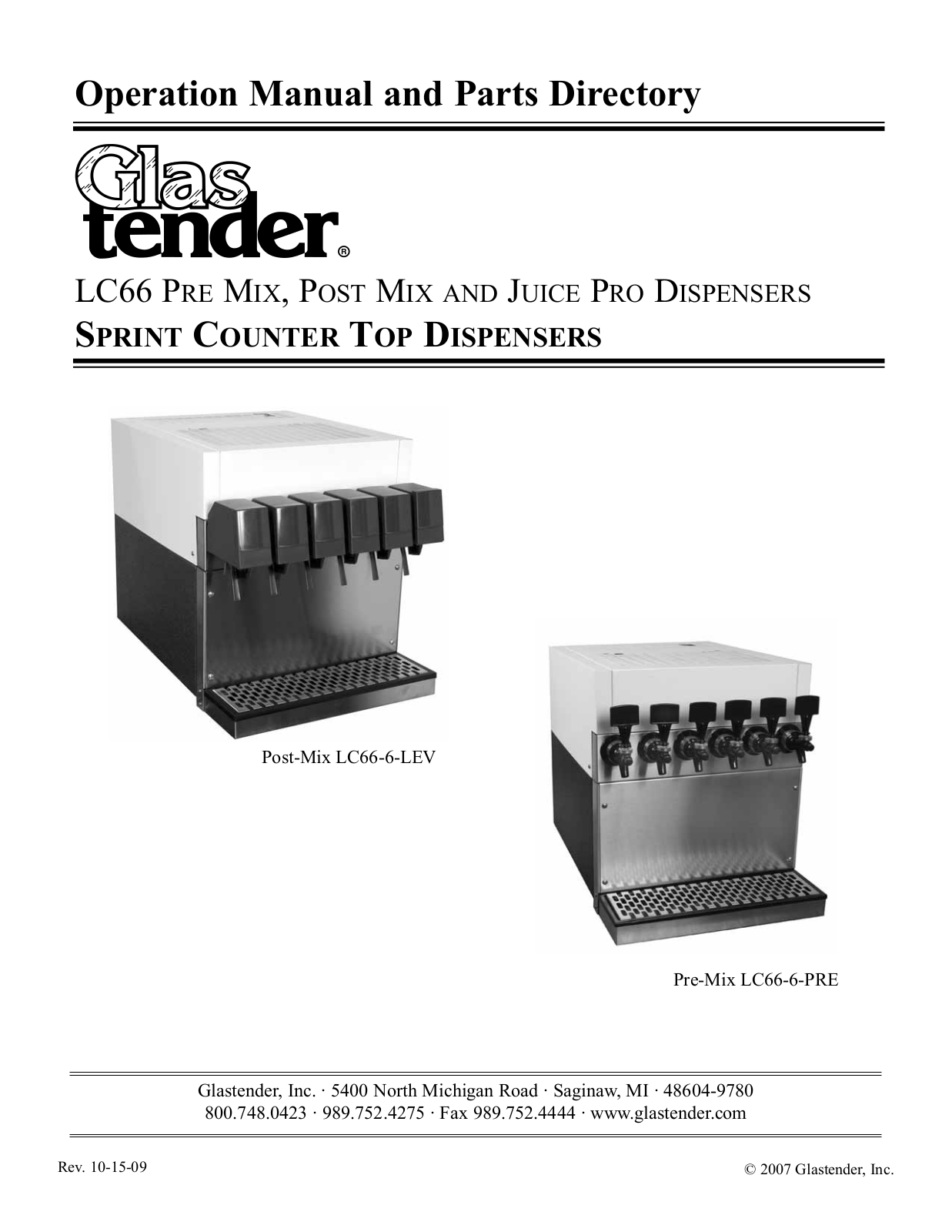 Glastender LC66-6-LEV Installation  Manual